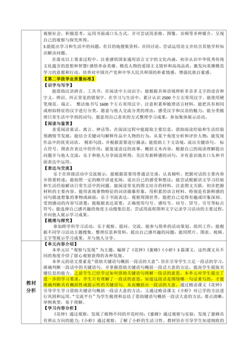 统编版语文三下 第四单元整体备课规划