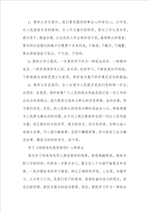 违规违纪典型案例警示教育学习心得体会