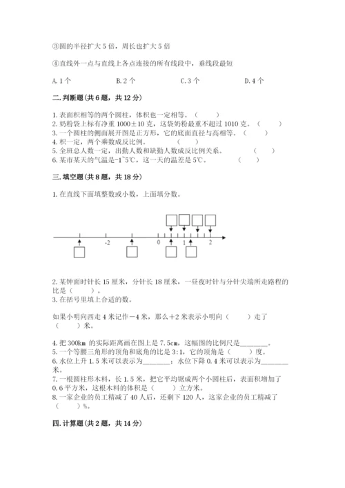 武威地区小升初数学测试卷及参考答案一套.docx