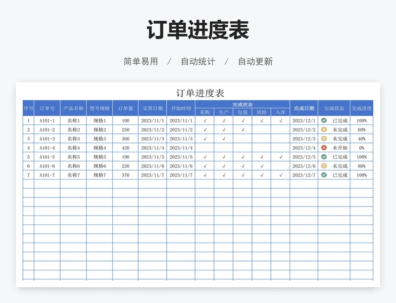订单进度表