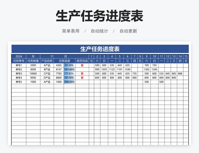 生产任务进度表