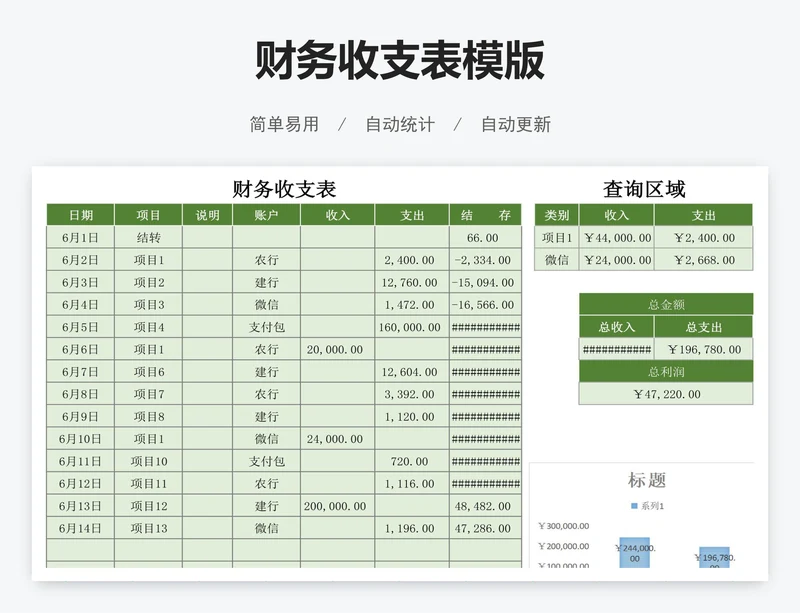 财务收支表模版