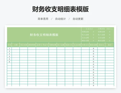 财务收支明细表模版