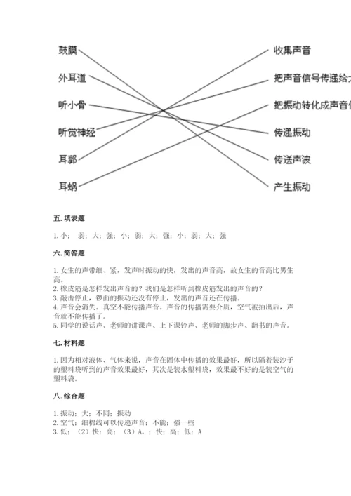 教科版科学四年级上册第一单元声音测试卷含完整答案【网校专用】.docx