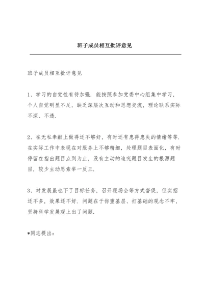 班子成员相互批评意见.docx