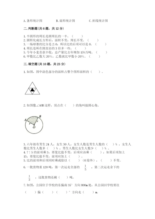 2022人教版六年级上册数学期末测试卷含完整答案（名师系列）.docx