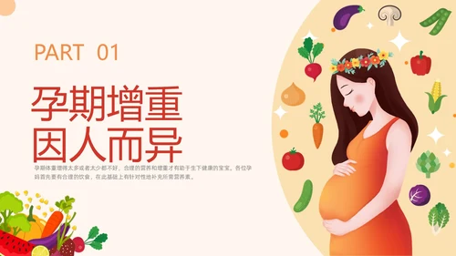 插画风橙色精美孕期健康饮食孕妇产妇护理培训PPT课件健康饮食讲座