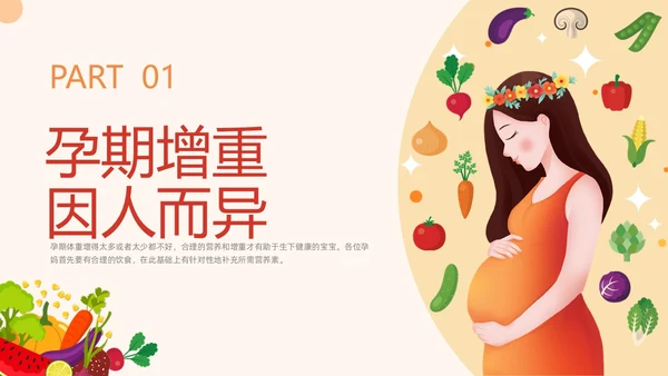 插画风橙色精美孕期健康饮食孕妇产妇护理培训PPT课件健康饮食讲座
