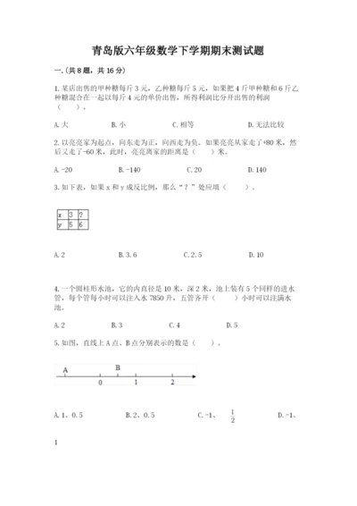 青岛版六年级数学下学期期末测试题含答案【巩固】.docx