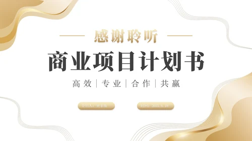 简约金色商业计划书PPT模板