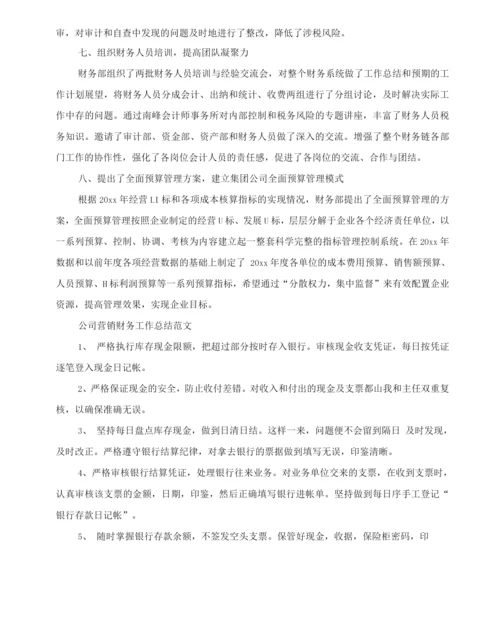 公司营销财务工作总结范文.docx