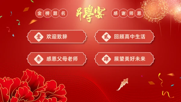 谢师宴升学金榜题命宴学生感恩通用PPT模板