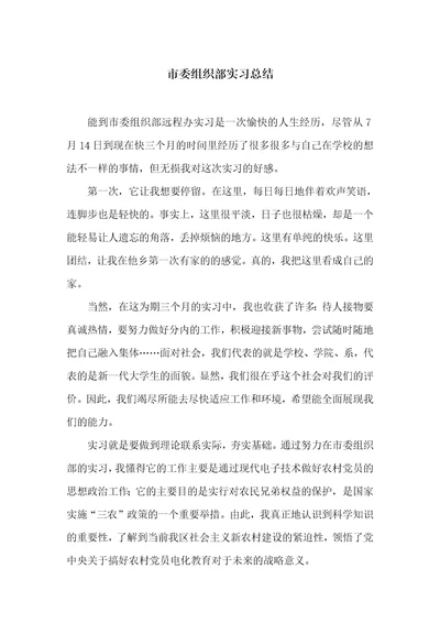 市委组织部实习总结