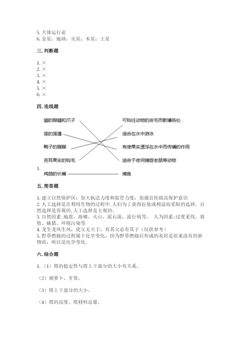 教科版六年级下册科学期末测试卷（实用）word版.docx