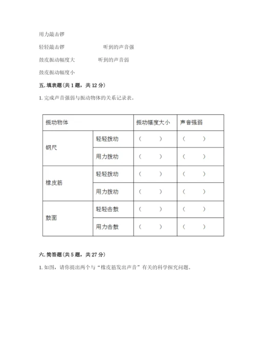 教科版科学四年级上册第一单元声音测试卷全面.docx