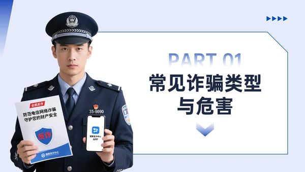 蓝色简约风反诈宣传PPT模板