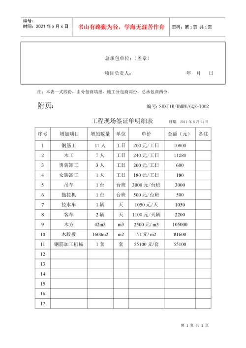 工程现场签证单改.docx