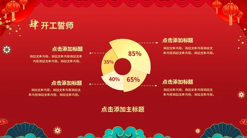 红色喜庆大气国潮风企业新年开工大吉PPT