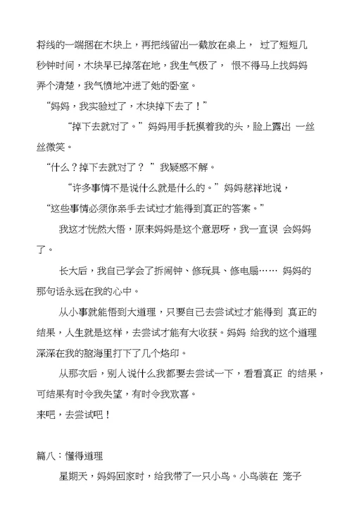 懂得道理的作文