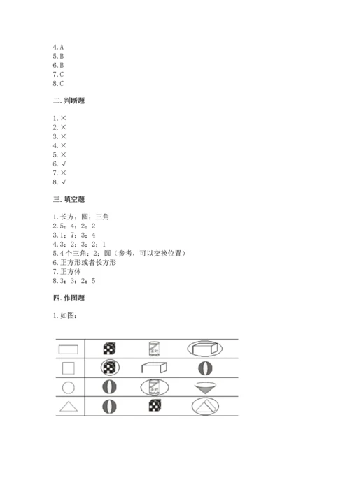 苏教版一年级下册数学第二单元 认识图形（二） 测试卷及一套参考答案.docx