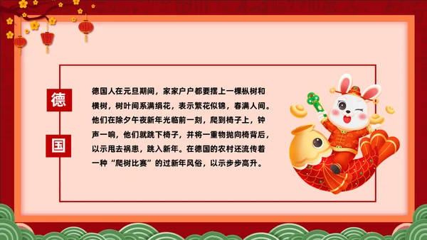 兔年快乐元旦的起源与习俗通用PPT模板