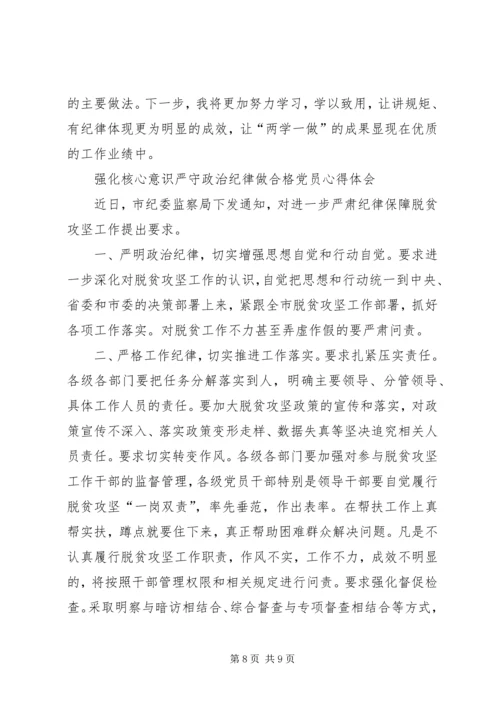 强化核心意识严守政治纪律做合格党员心得体会.docx