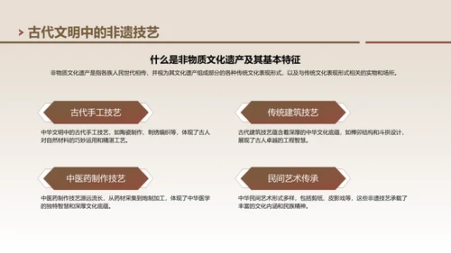 棕色中国风非遗技艺与精神的传承PPT模板