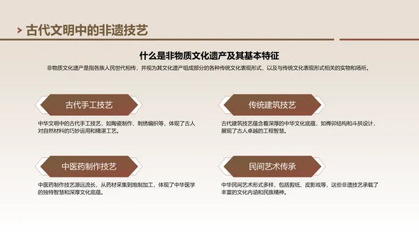 棕色中国风非遗技艺与精神的传承PPT模板