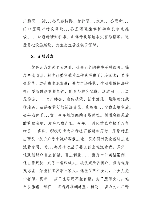 派驻...村队员乡村振兴帮扶工作情况汇报