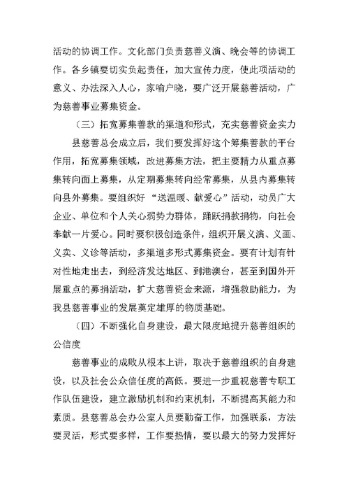 县委副书记在慈善总会筹备会议讲话[推荐]