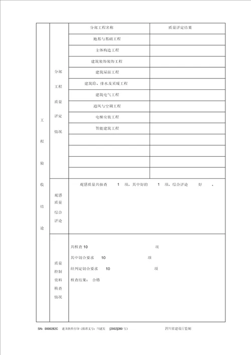 竣工验收报告计划及填表格内容