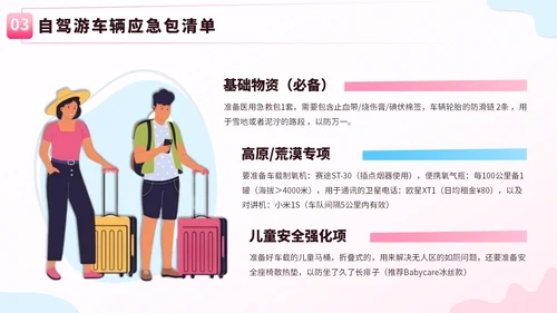 粉蓝色创意卡通风暑假旅游全攻略PPT模板