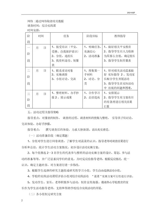 我及蔬菜交朋友综合总结实践活动方案