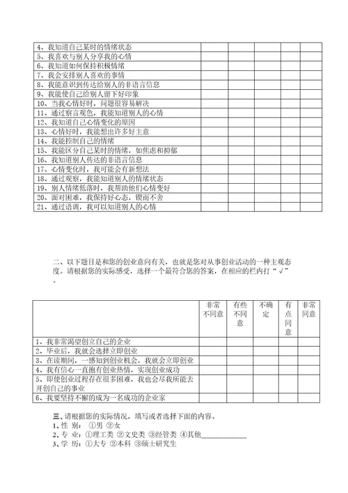 大学生情绪智力与创业的关系研究