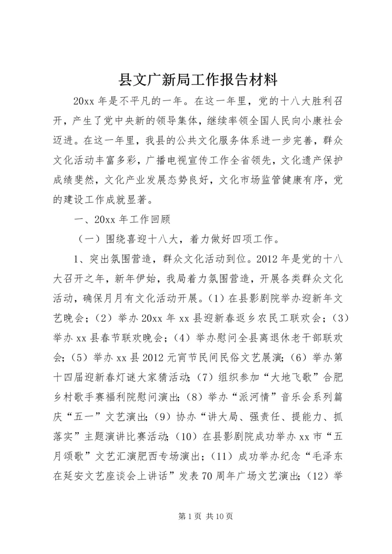 县文广新局工作报告材料.docx