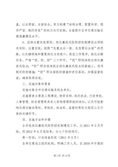 交通系统岗位廉政工作方案.docx