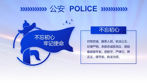 蓝色大气公安警察演讲动态PPT模板