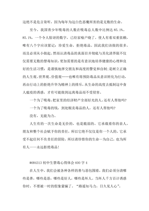 初中生禁毒心得体会600字5篇.docx