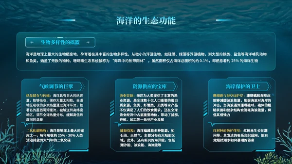 蓝色科技风世界海洋日PPT模版
