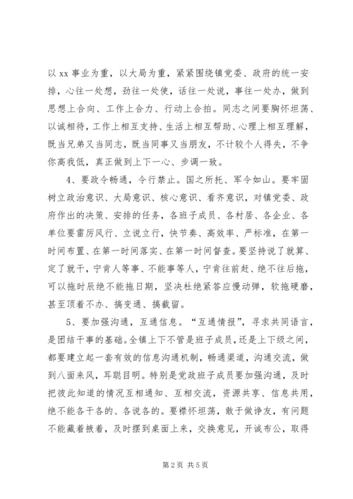 镇委员会加强党政领导班子自身建设意见.docx