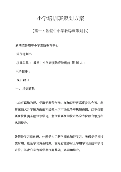 小学培训班专业策划专项方案.docx