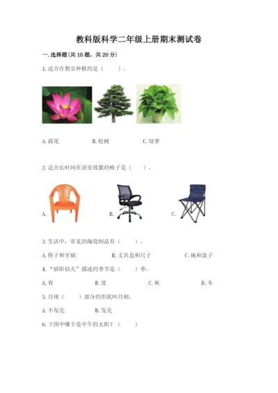 教科版科学二年级上册期末测试卷及参考答案（考试直接用）.docx