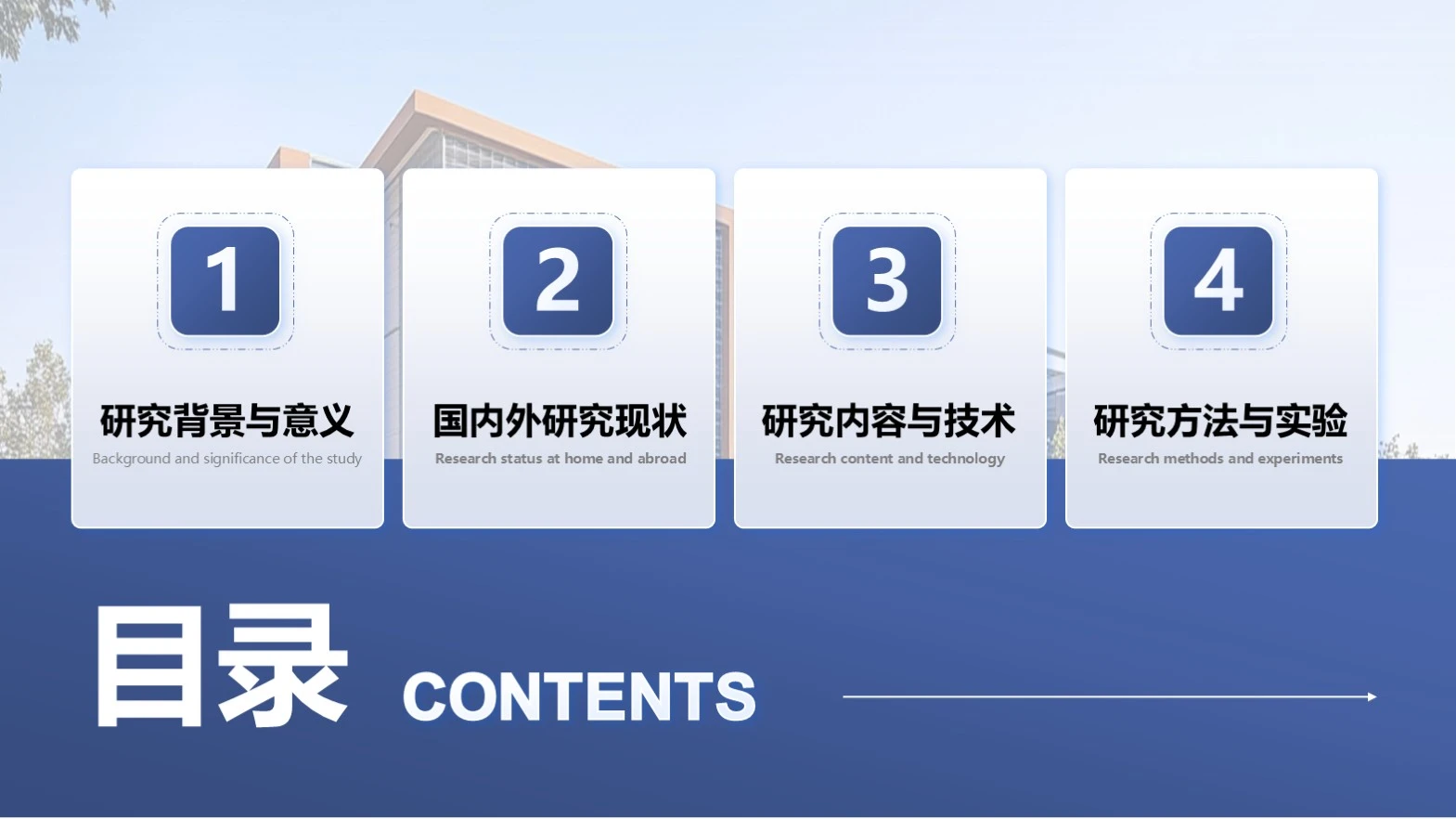 蓝色商务简约风学术答辩通用目录单页