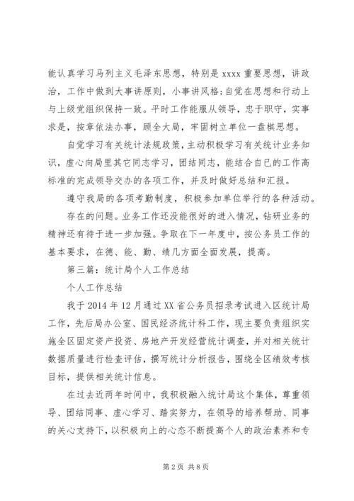 第一篇：统计局个人工作计划.docx