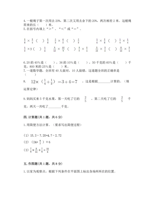 小学六年级上册数学期末测试卷带答案（名师推荐）.docx