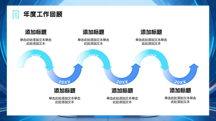 蓝色渐变科技风年终工作总结汇报PPT模板