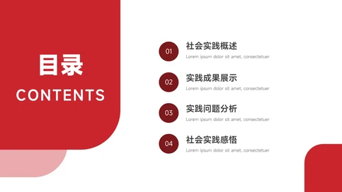 红色极简社会实践报告PPT模板
