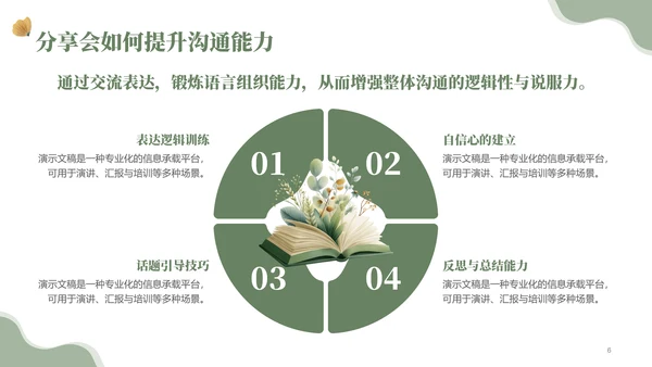 绿色小清读书分享会PPT模板