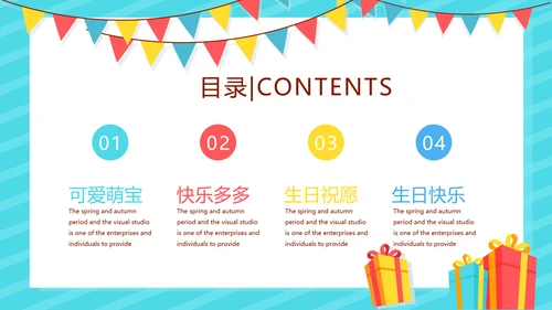 蓝色生日快乐电子相册动态PPT模板