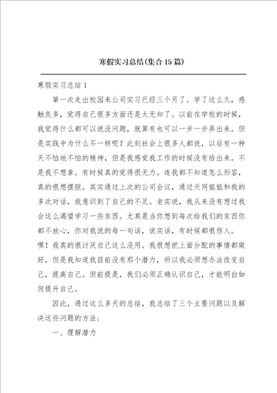 寒假实习总结集合15篇